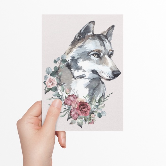 Wall Art Watercolor Wolf Portrait Illustration Print Poster Unframed - Picture 9 of 17